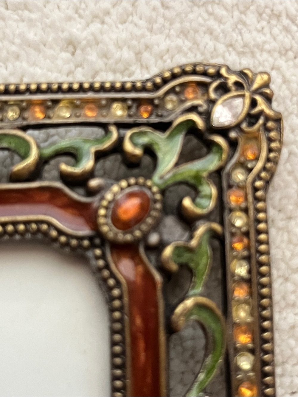Vintage Bombay Company Picture Frame with Enamel and Crystal Accents, Square 4x4 - Picture 3 of 5